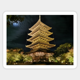 Toji temple at night Sticker